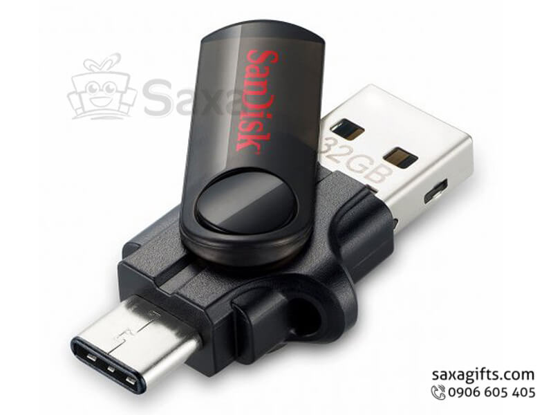 USB on to go nắp xoay màu đen thương hiệu Sandisk