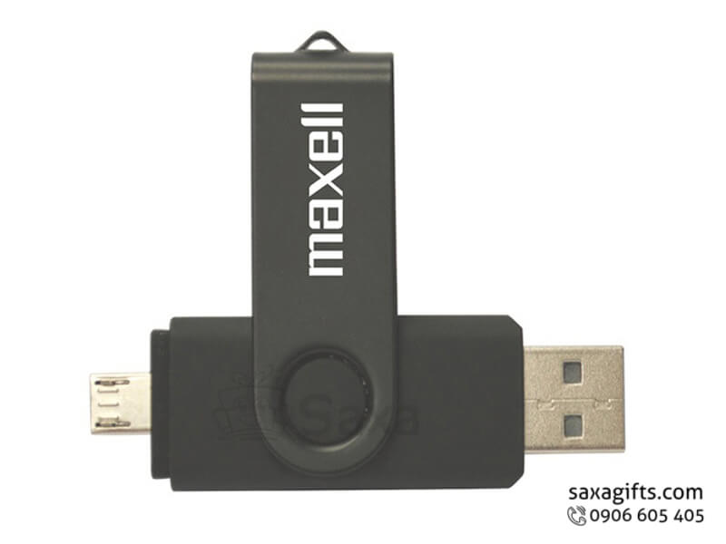 USB on to go nắp xoay nhựa phối kim loại màu đen UT020