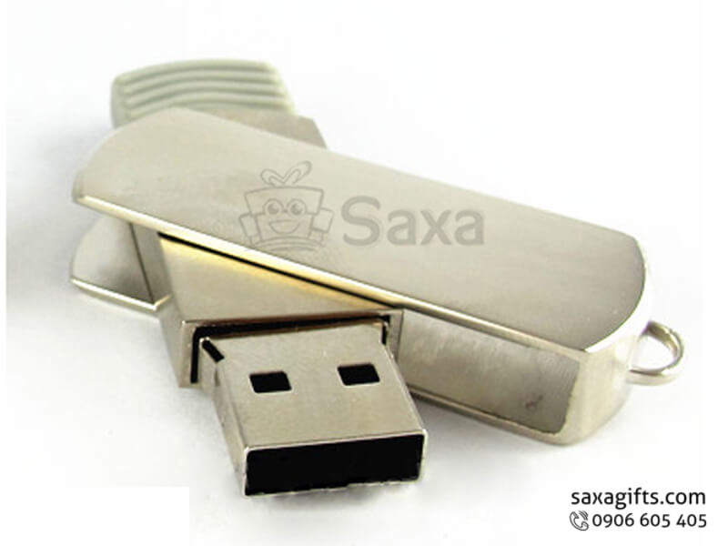 On the go USB with logo printed, rotated metal cap