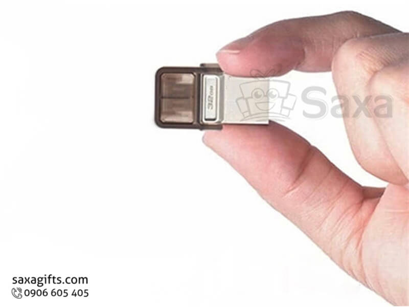 On the go USB with logo printed, sliding cap and small size