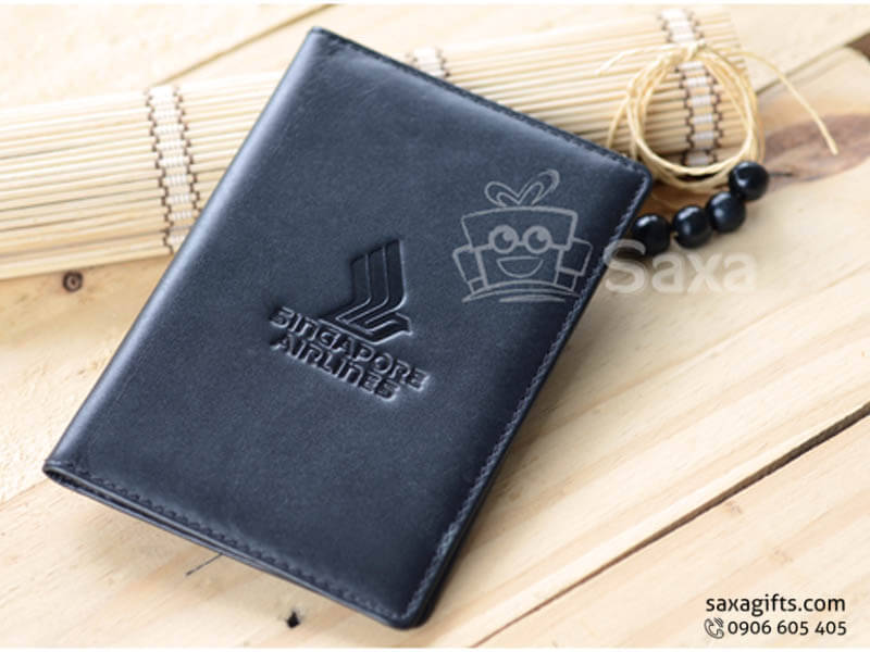 Passport wallet with Singapore Airlines logo from pure leather