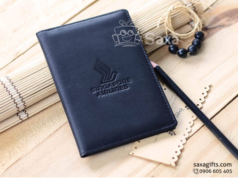 Passport wallet with Singapore Airlines logo from pure leather