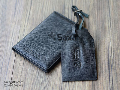 Pure leather passport cover with/without luggage tag
