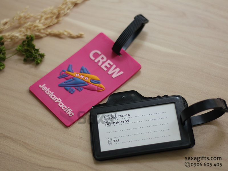 Luggage tag with JetstarPacific logo printed in ordered rubber form