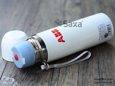 Warm keeping bottle with ABB logo printed from Carlmann in white