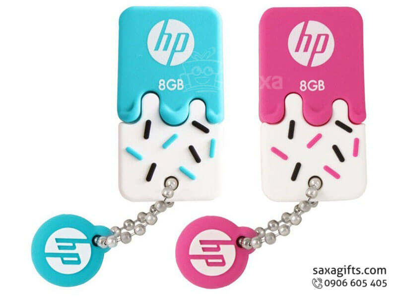 USB cao su nắp rời, có móc khóa của HP