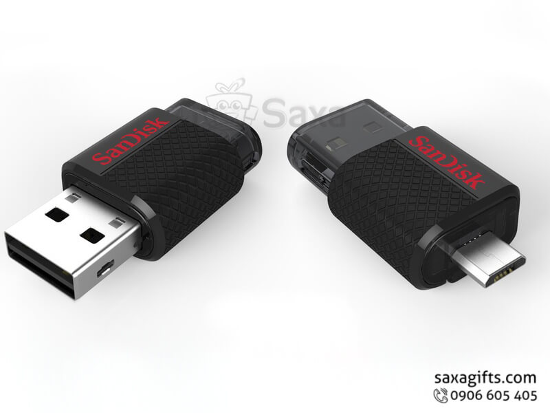 Usb on the go in logo nắp rời màu đen thương hiệu Sandisk