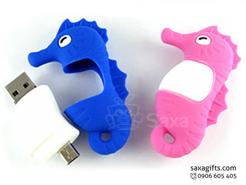 Usb on the go in logo bằng cao su đổ khuôn hình cá ngựa