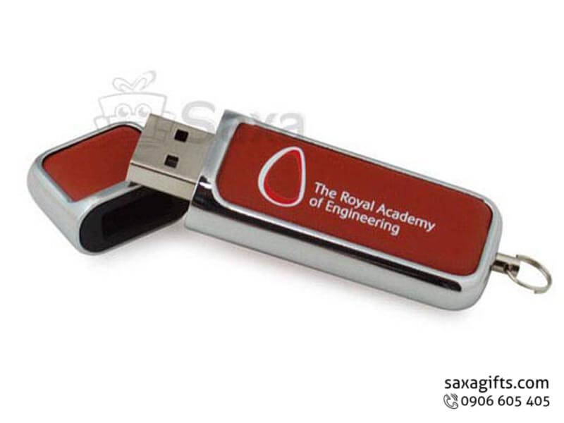 USB vỏ da in logo nắp rời phối kim loại sang trọng