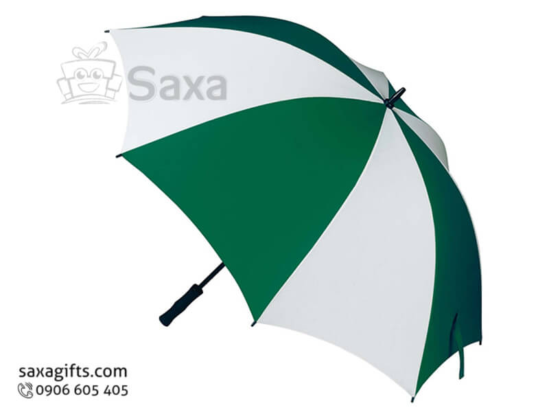 Dù cầm tay in logo cán thẳng tay cầm bằng gỗ múi dù phối màu