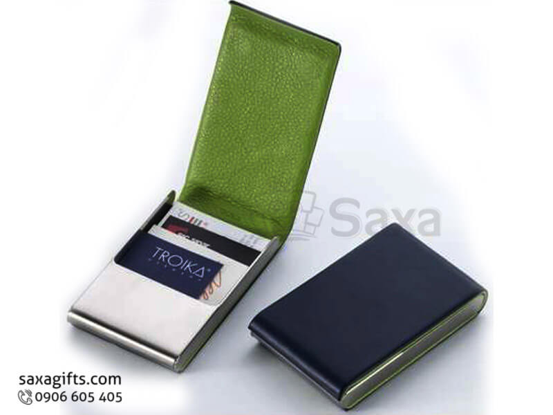 Hộp namecard da in logo kiểu đứng nắp bật đơn giản