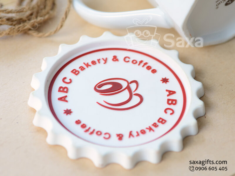 Lót ly cao su đổ khuôn in logo ABC Bakery & Coffee (Rubber Coasters)