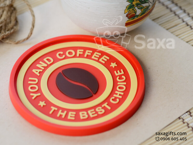 Lót ly cao su đổ khuôn in logo You and Coffee