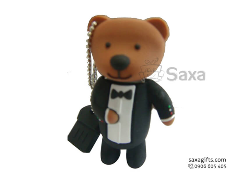 USB vỏ cao su 3D nắp rời hình Gấu Teddy