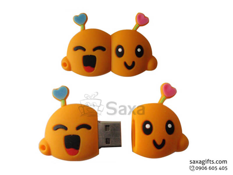 USB vỏ cao su làm theo mẫu 3D nắp rời mặt cười