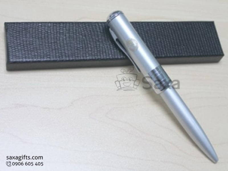 Bút usb kim loại 2 trong 1 in logo màu bạc