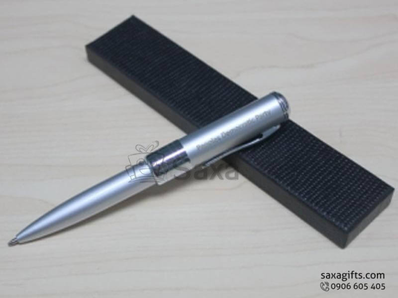 Bút usb kim loại 2 trong 1 in logo màu bạc