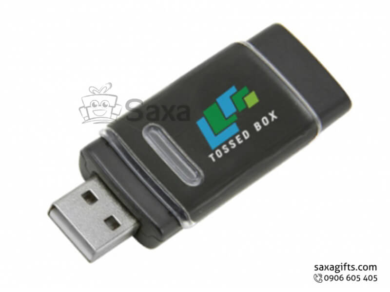 Usb nhựa in logo nắp rời có viền sáng đèn ở thân