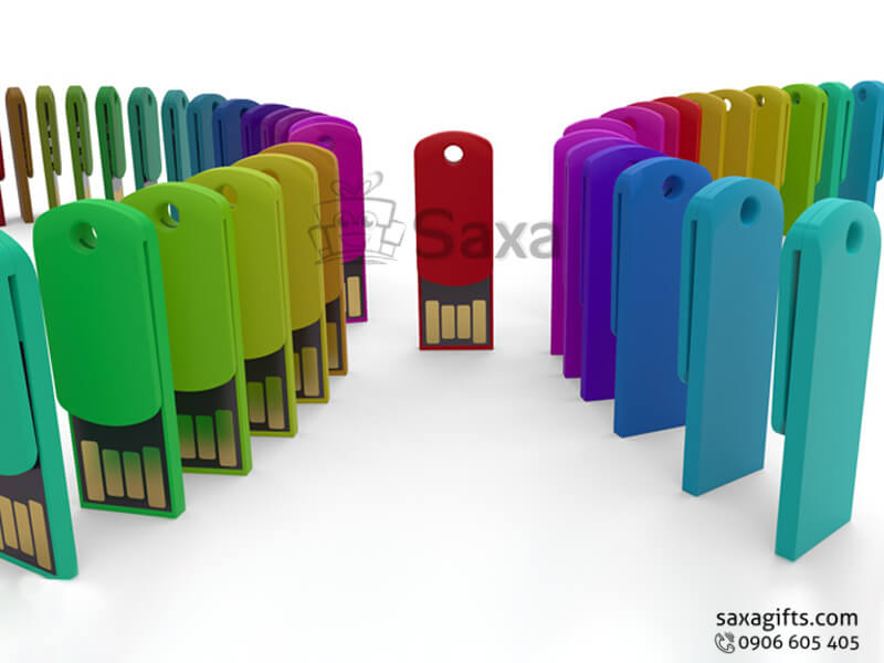 Usb nhựa in logo kiểu kẹp giấy nhiều màu chip chống thấm nước