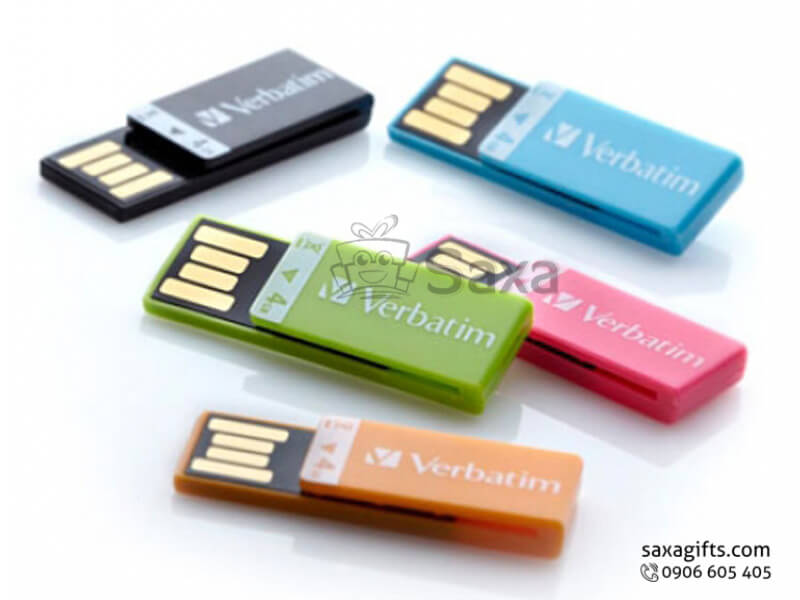 Usb nhựa in logo kiểu kẹp giấy nhiều màu chip chống thấm nước