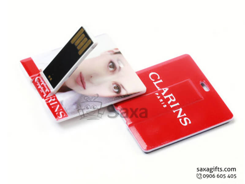 Usb huy hiệu nhựa in logo hình vuông có khoen móc khóa