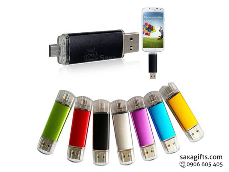 Usb on the go in logo có thêm cổng kết nối điện thoại giá rẻ