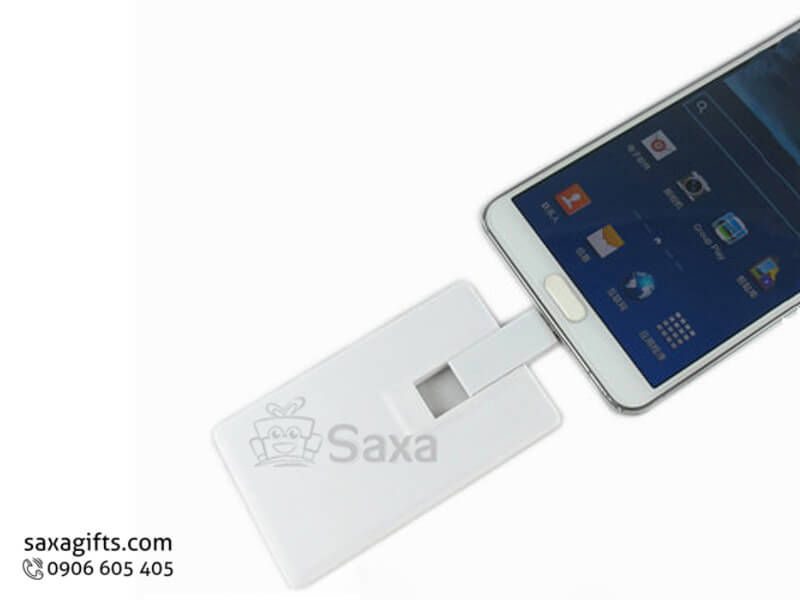 Usb thẻ nhựa on the go in logo có thanh trượt tiện dụng