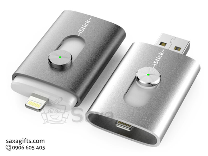 Usb on the go in logo có con lăn trượt ở chính giữa thân usb