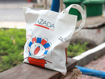 Túi xách vải canvas in logo Lazada