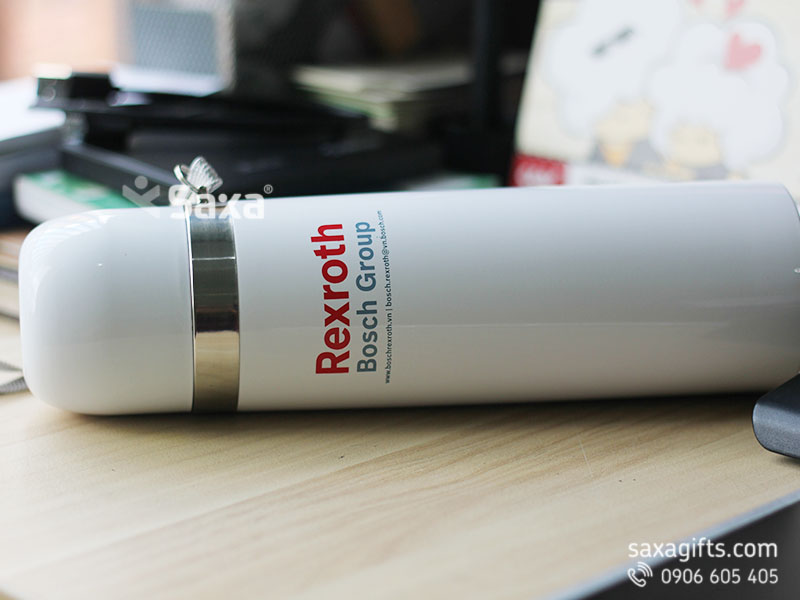 Bình giữ nhiệt in logo Rexroth - Thương hiệu Carlmann màu trắng