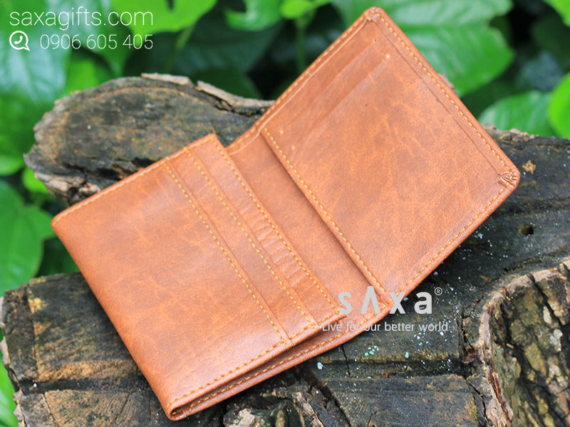 Ví namecard giả da màu nâu hoặc đen dập logo kiểu dáng đơn giản