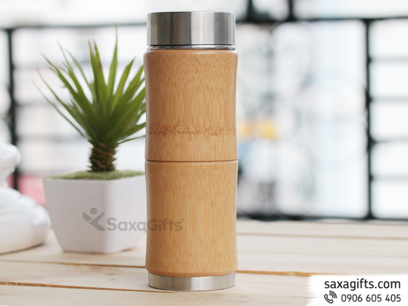 Bình giữ nhiệt vỏ tre, kiểu thân lóng tre độc đáo