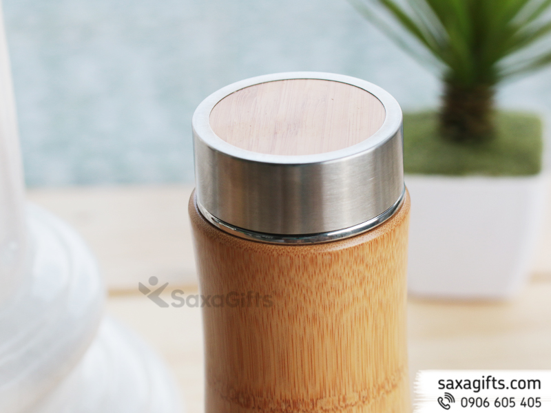 Bình giữ nhiệt vỏ tre, kiểu thân lóng tre độc đáo