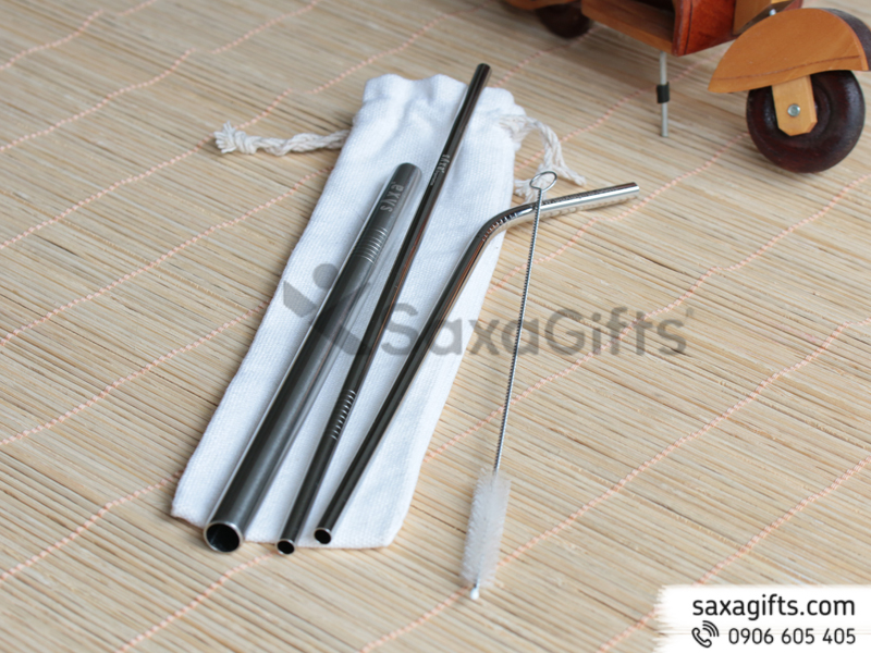 Bộ quà tặng ống inox túi rút – Set 9