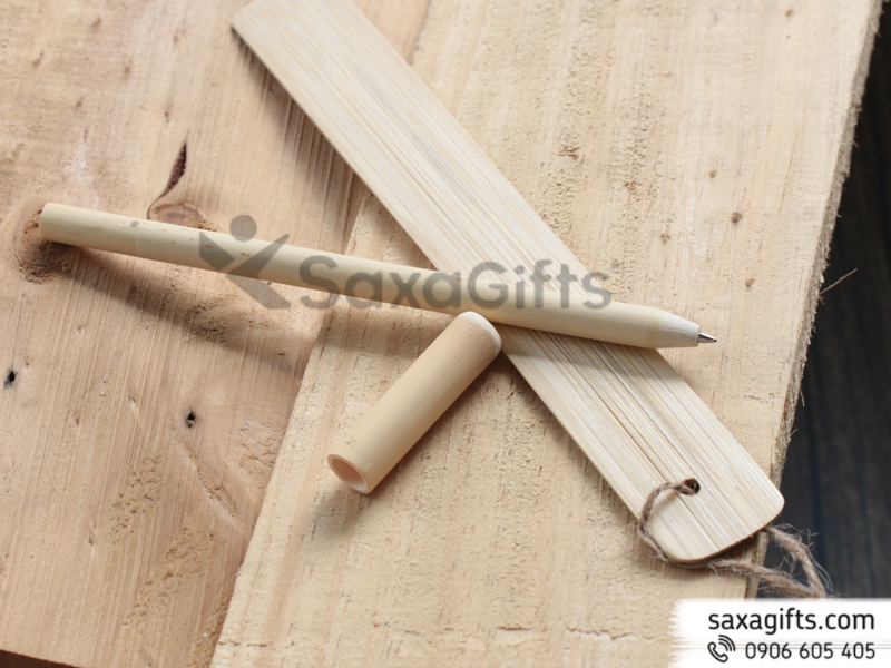Bộ quà tặng Bút Tre nắp rời và Thước (bookmark) Tre – Set 7