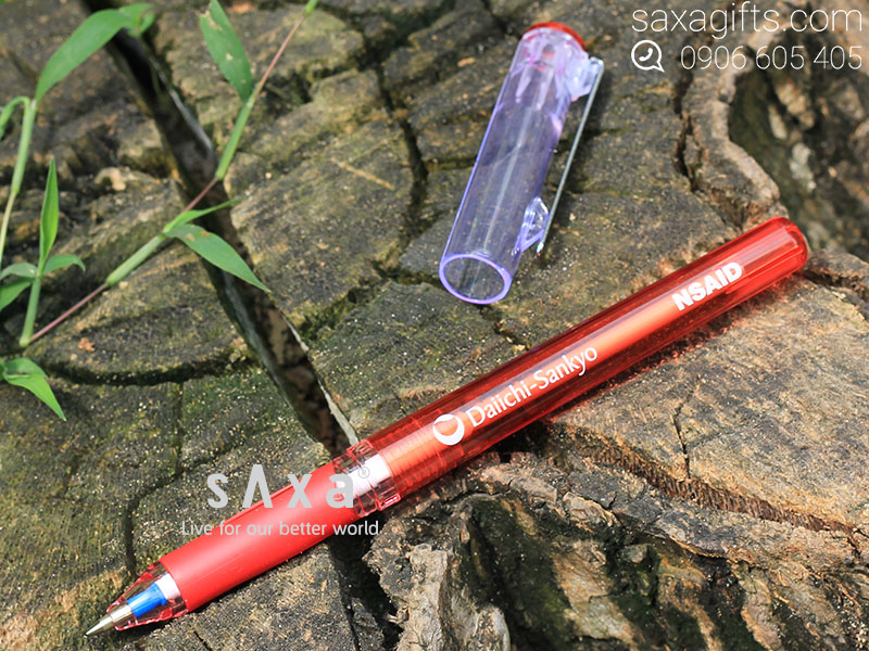 Bút bi nhựa của Thiên Long mực gel nắp rời in logo Daiichi Sankyo