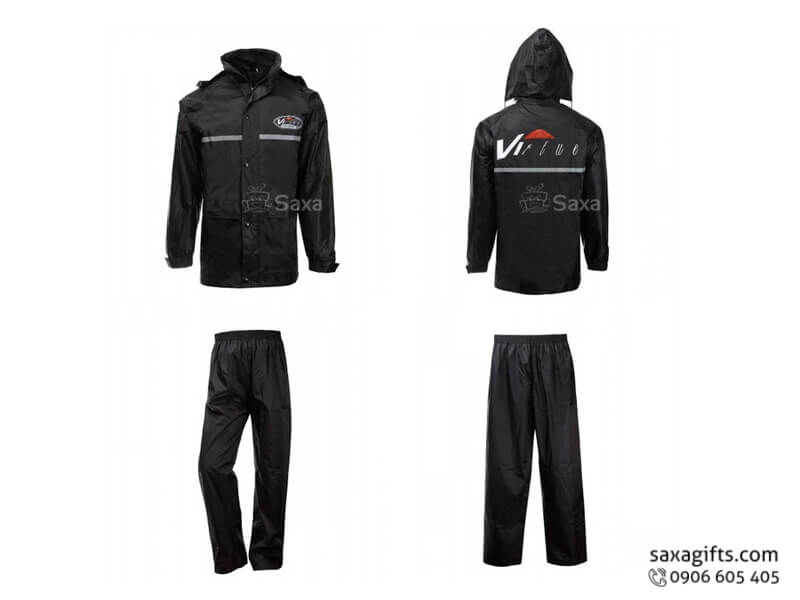 Áo mưa bộ in logo vải dù cao cấp có đường highligh