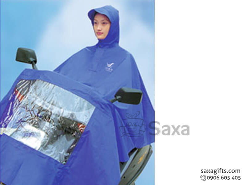 Áo mưa cánh dơi in logo có nhựa trong che đèn xe form rộng