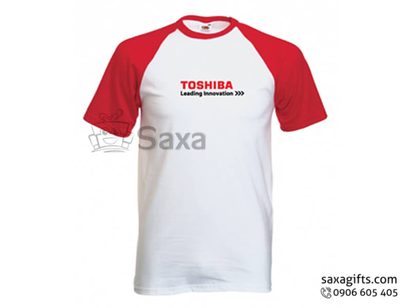 Áo thun in logo quảng cáo tay raglan phối màu