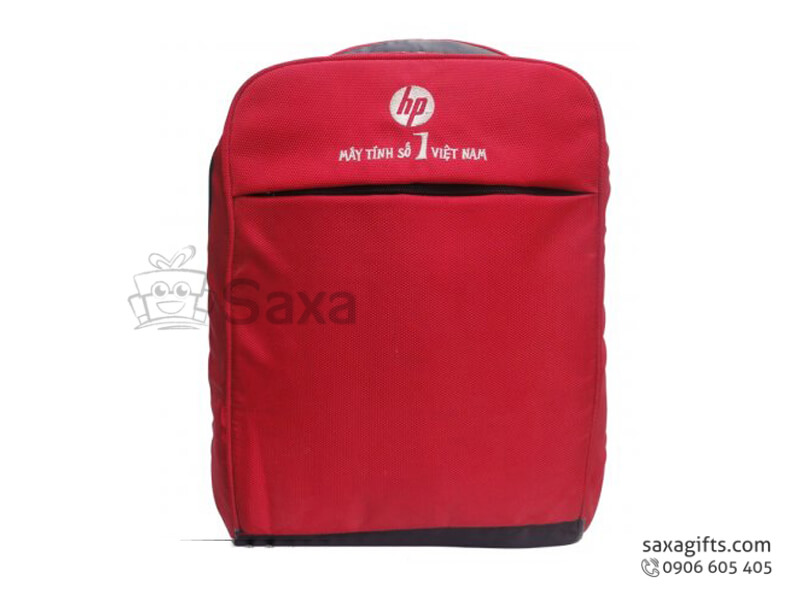 Balo laptop in logo nhỏ gọn màu đỏ của hãng máy tính HP