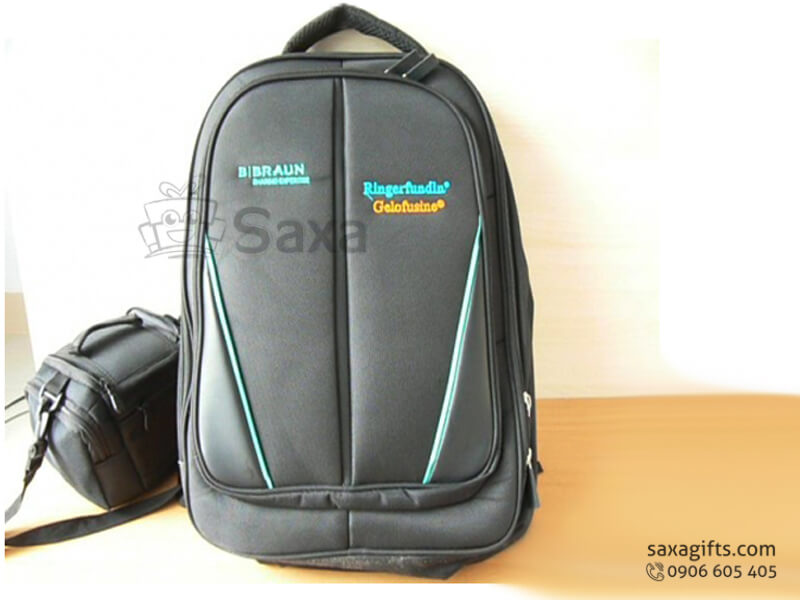 Balo laptop in logo vải dù lót mút chống sốc của Bibraun