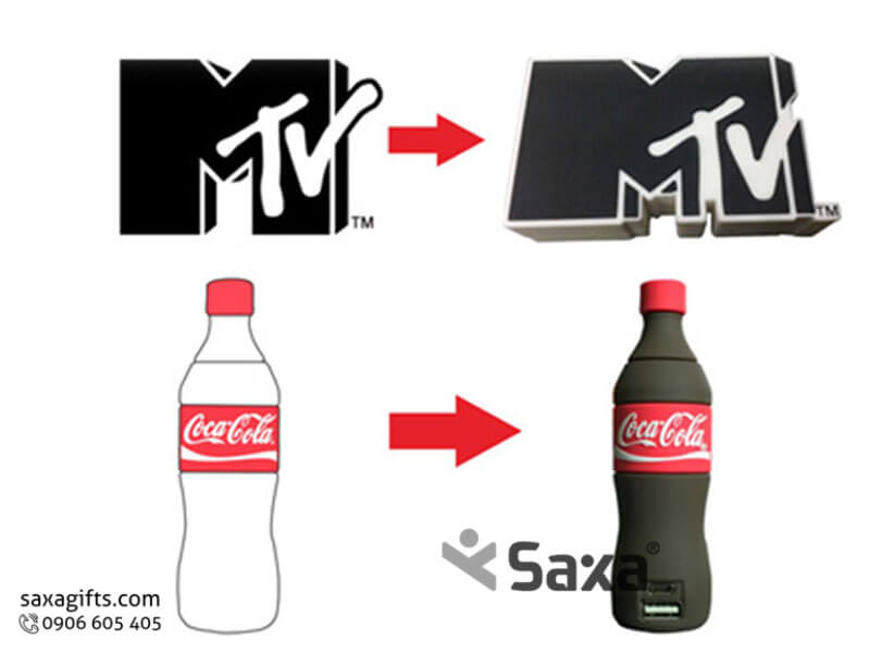 Pin sạc dự phòng in logo mô hình chai nước