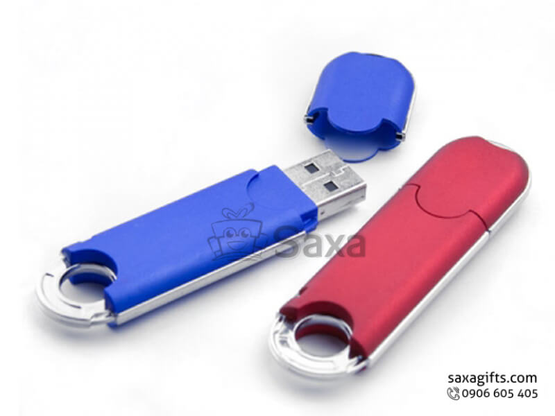 Usb nhựa in logo nắp rời có khoen móc khóa tiện lợi