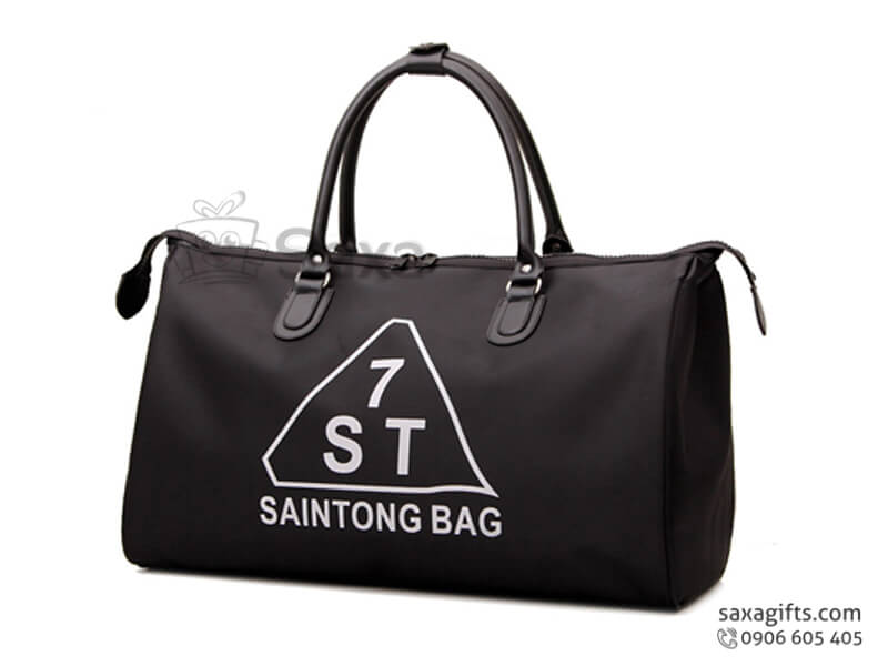 Túi du lịch in logo bằng da cao cấp Saintong Bag