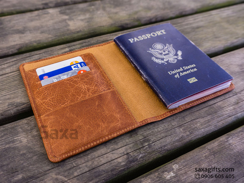 Ví passport da thật, kiểu gấp đôi 3 ngăn ví mổ