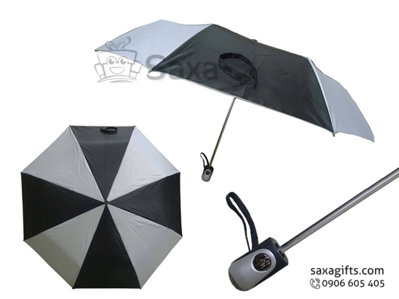 Dù cầm tay in logo gấp 3 tự động hai chiều múi dù phối màu