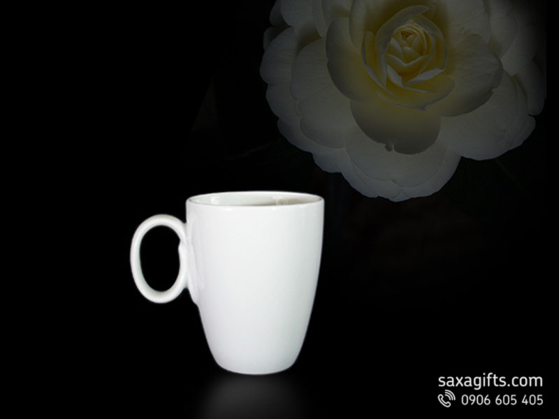 Ly sứ trắng Minh Long quai Oval dung tích 0.25l