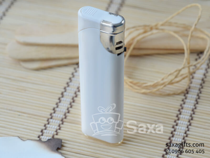 Bật lửa in logo quảng cáo đánh lửa bằng IC màu trắng