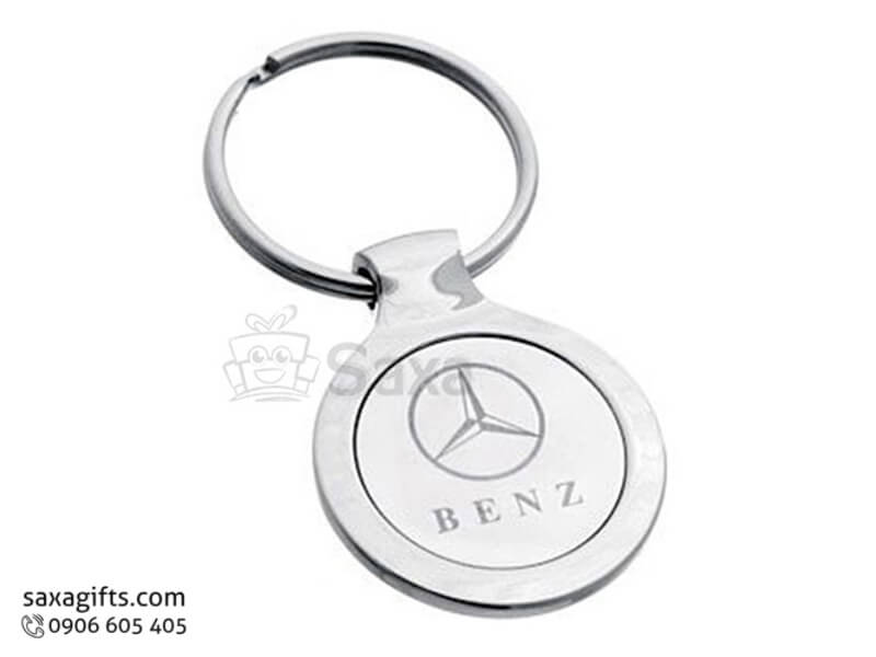 Móc khóa kim loại in logo hình tròn hiệu Benz