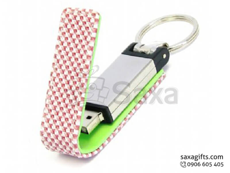 USB vỏ da in logo có móc khóa nắp bật nam châm (Leather USB)